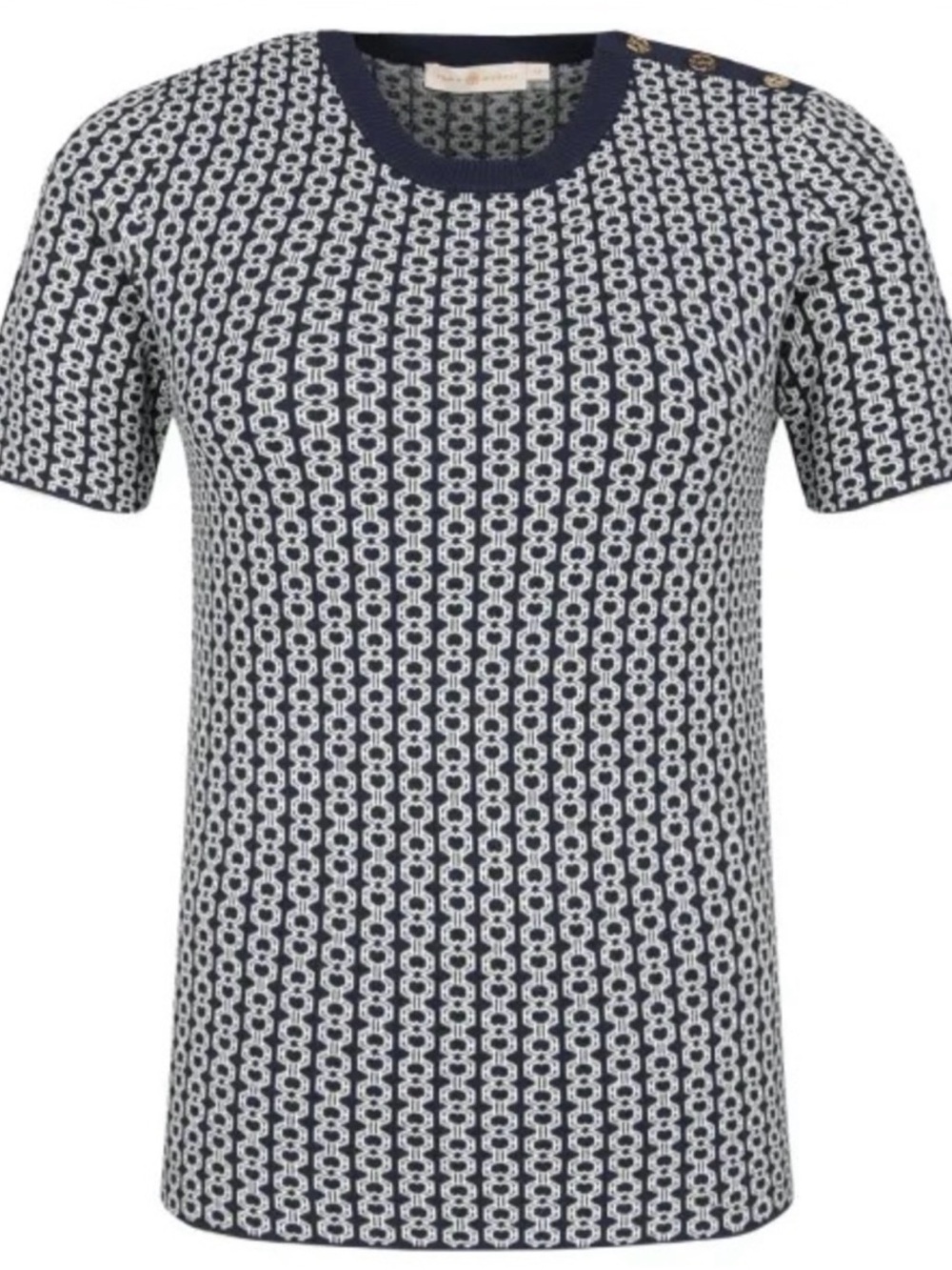 Tory Burch Gemini Link Jacquard Short-Sleeve Sweater size S/P